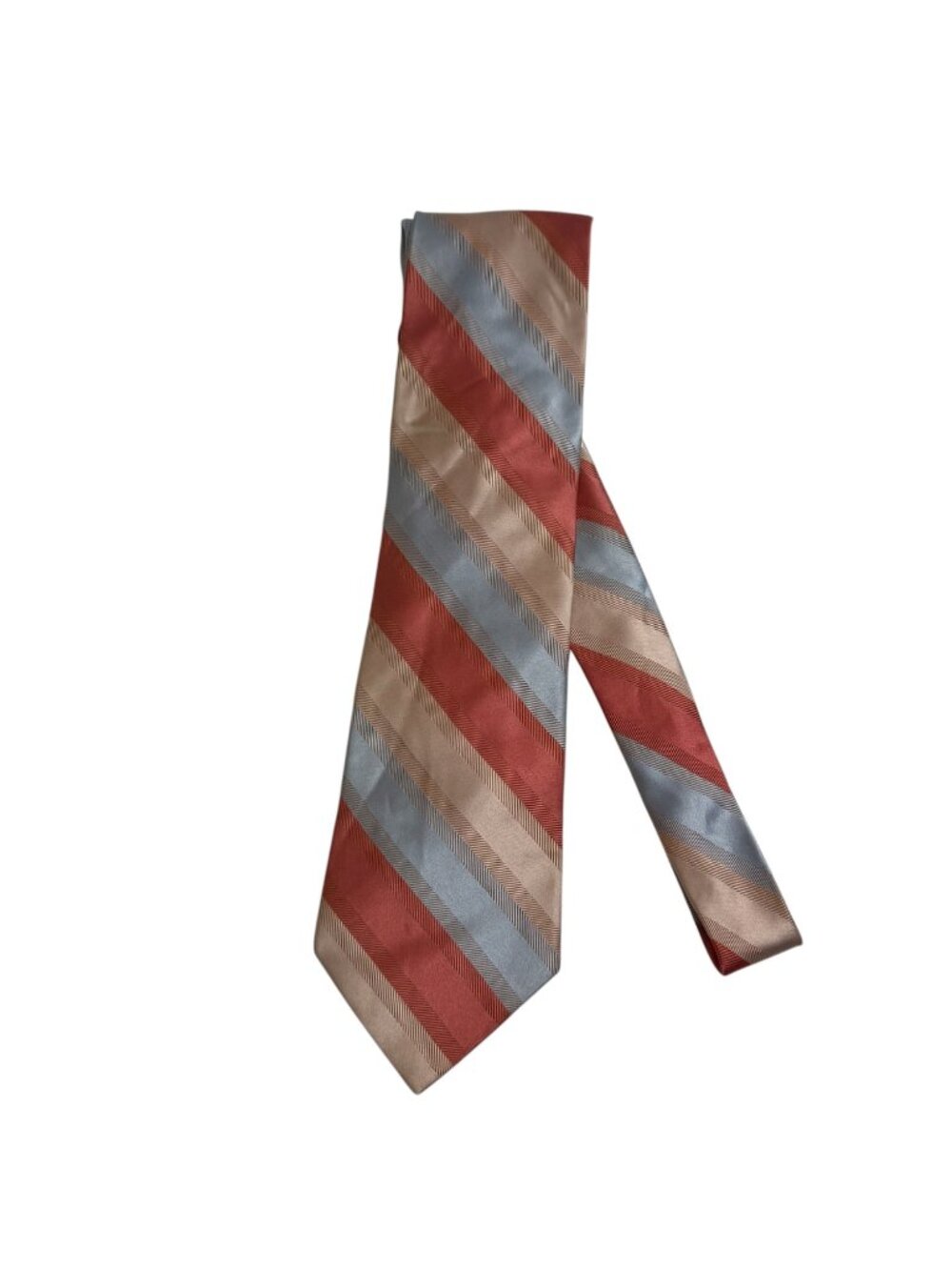 Ted Baker London 100% Silk Striped Men's Neck Tie Coral Beige Grey Business